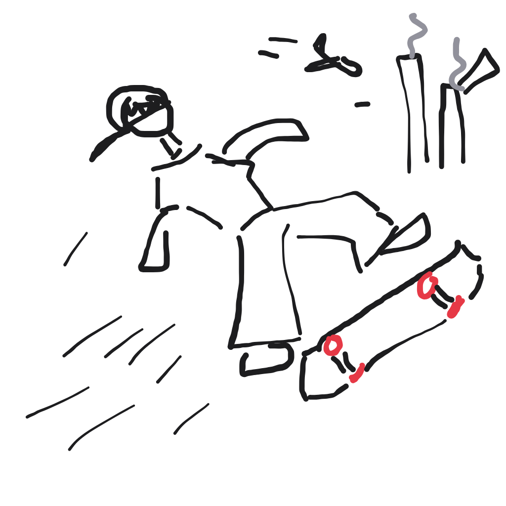 “a skateboarder mid-jump” drawn by Totoblah