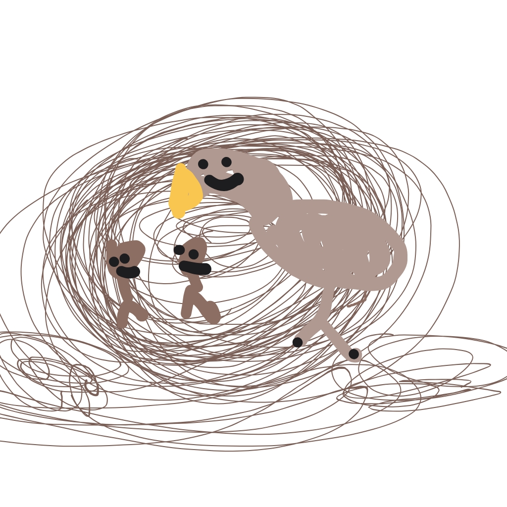 “a bird feeding chicks in a nest” drawn by Otter6361
