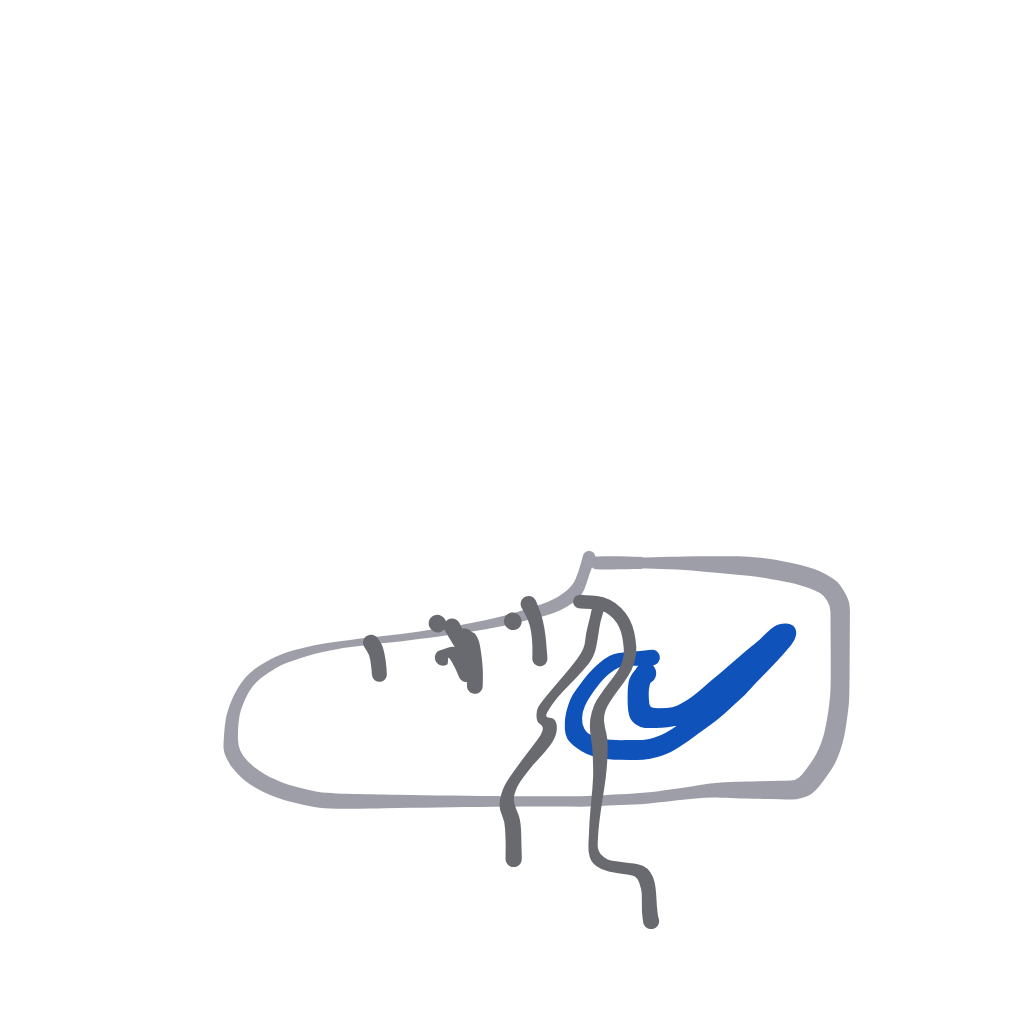 “a sneaker with untied laces” drawn by Asse