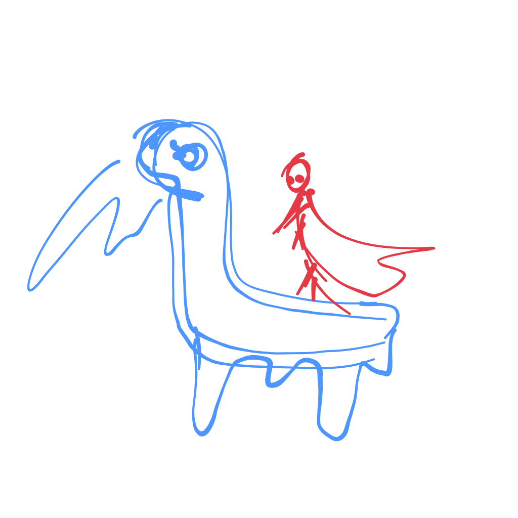 “a rider soaring on a dragon” drawn by anv