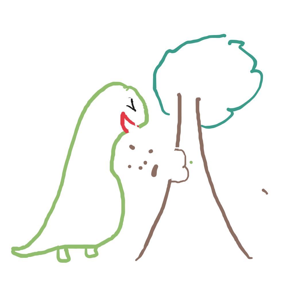 “a dinosaur munching a tall tree” drawn by Otter7351