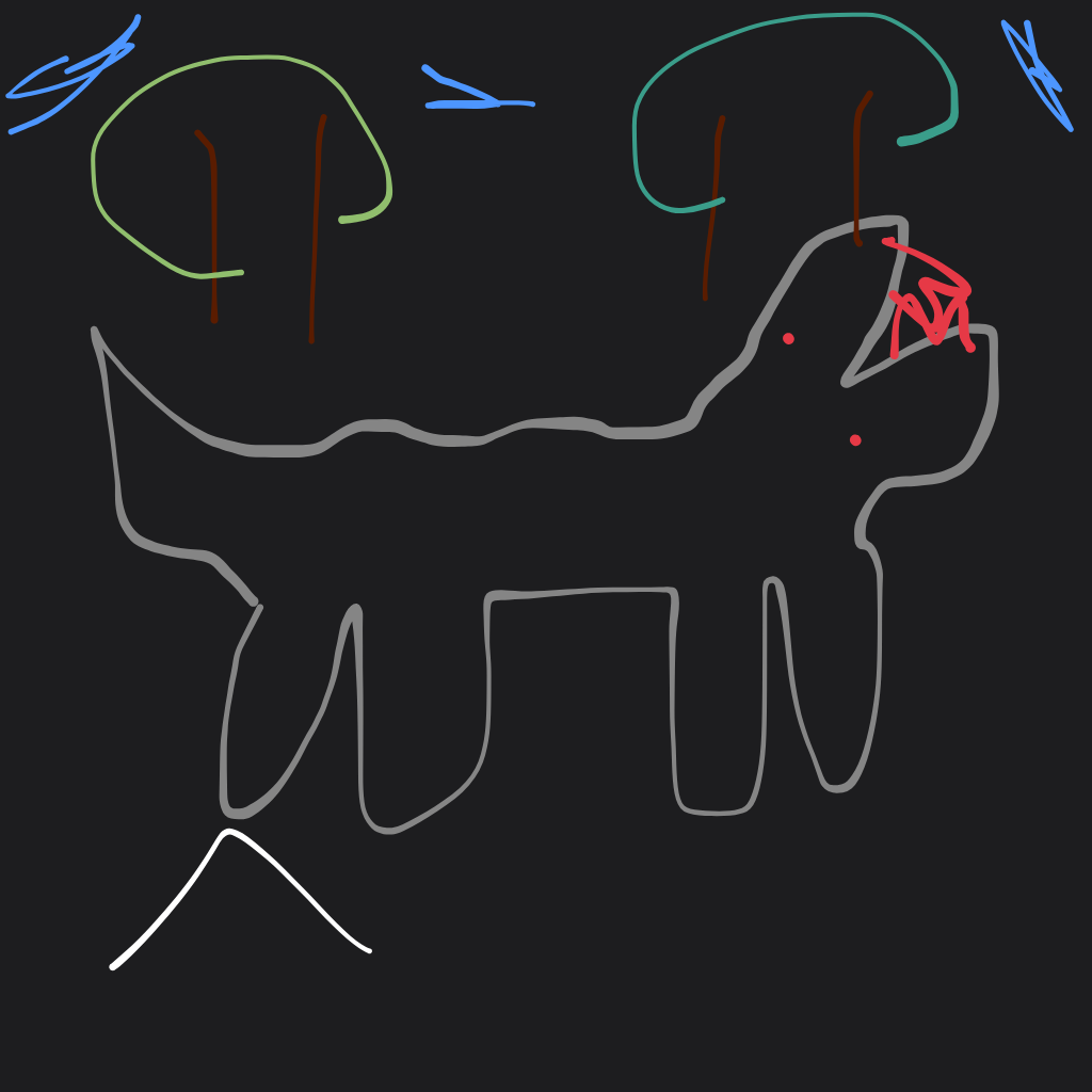 “a wolf howling under the aurora” drawn by Shervinho