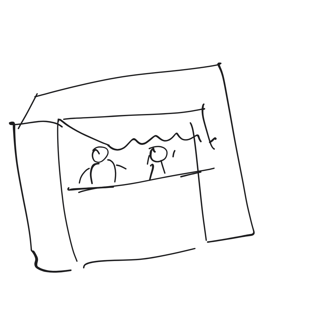 “a food cart on a busy street corner” drawn by Parrot926