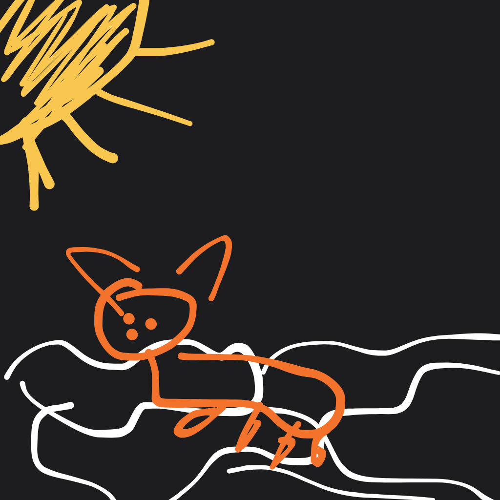 “a fox curled up in the snow” drawn by shsrviniooo