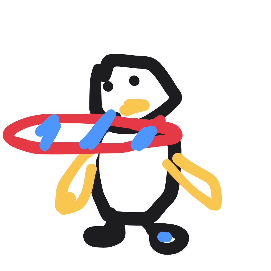 “a penguin wearing a scarf” drawn by shsrviniooo