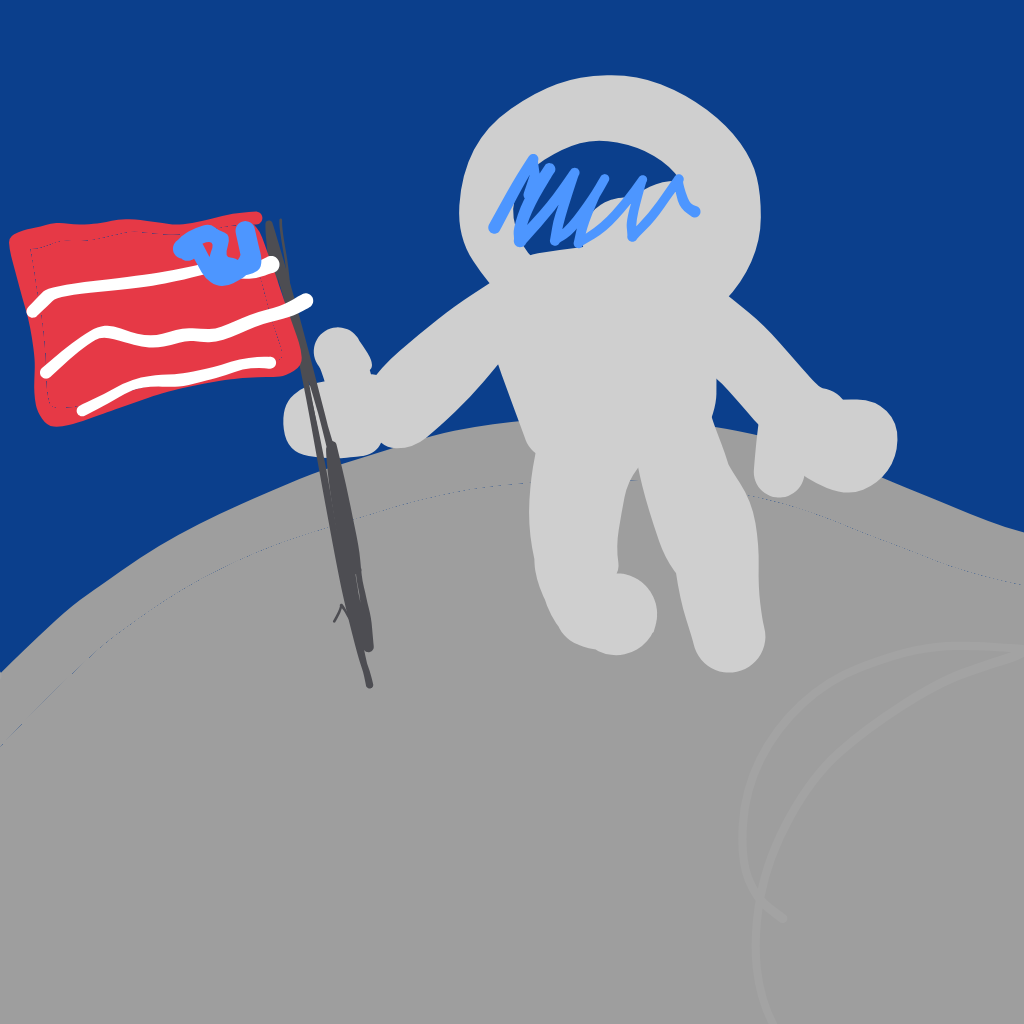 “an astronaut planting a flag on the moon” drawn by Kris