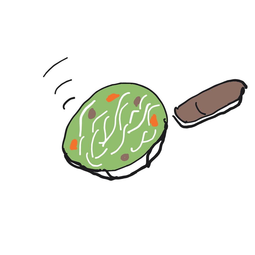 "a bowl of soup with a slice of bread" drawn by @Fabian