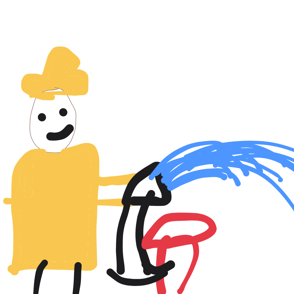 "a firefighter spraying a hose" drawn by @phildunphy