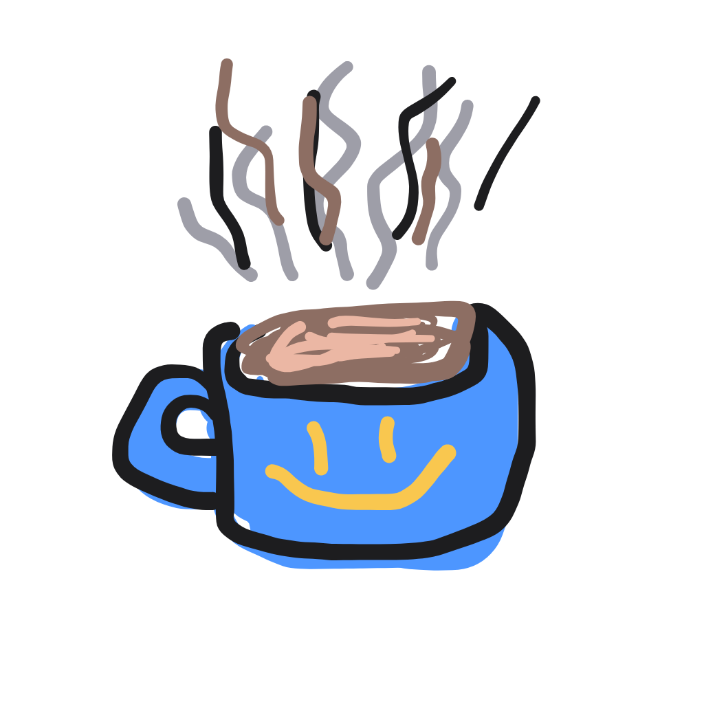 “a steaming cup of coffee” drawn by Katalina
