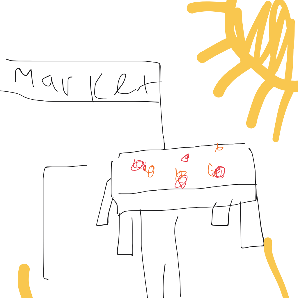 “a fruit stand at a farmers market” drawn by Katalina