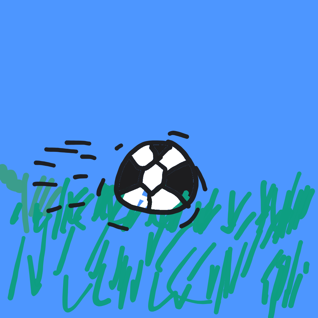 “a soccer ball rolling on the grass” drawn by Mystn