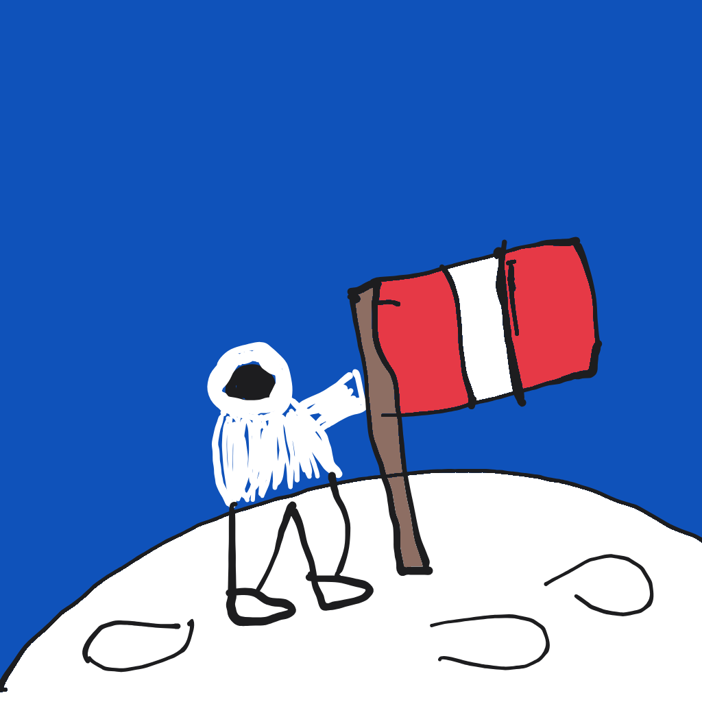 "an astronaut planting a flag on the moon" drawn by @Fabian