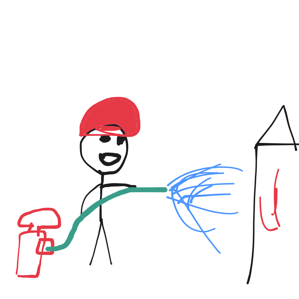 “a firefighter spraying a hose” drawn by SJburun
