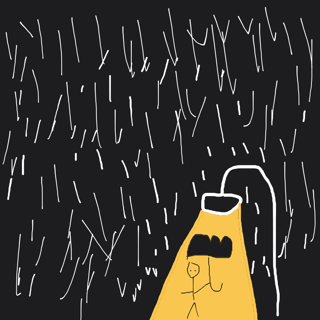 "an umbrella in the rain" drawn by @Otter6361