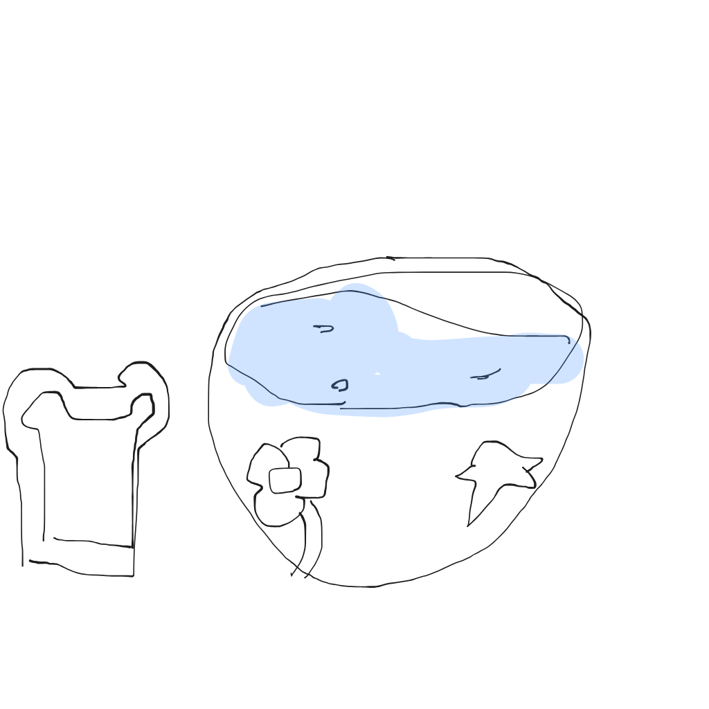“a bowl of soup with a slice of bread” drawn by Tens_Artist