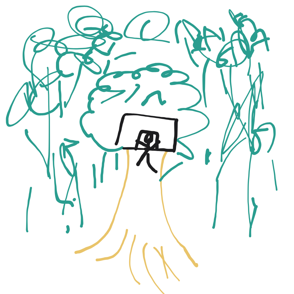 “a treehouse in a forest” drawn by myst